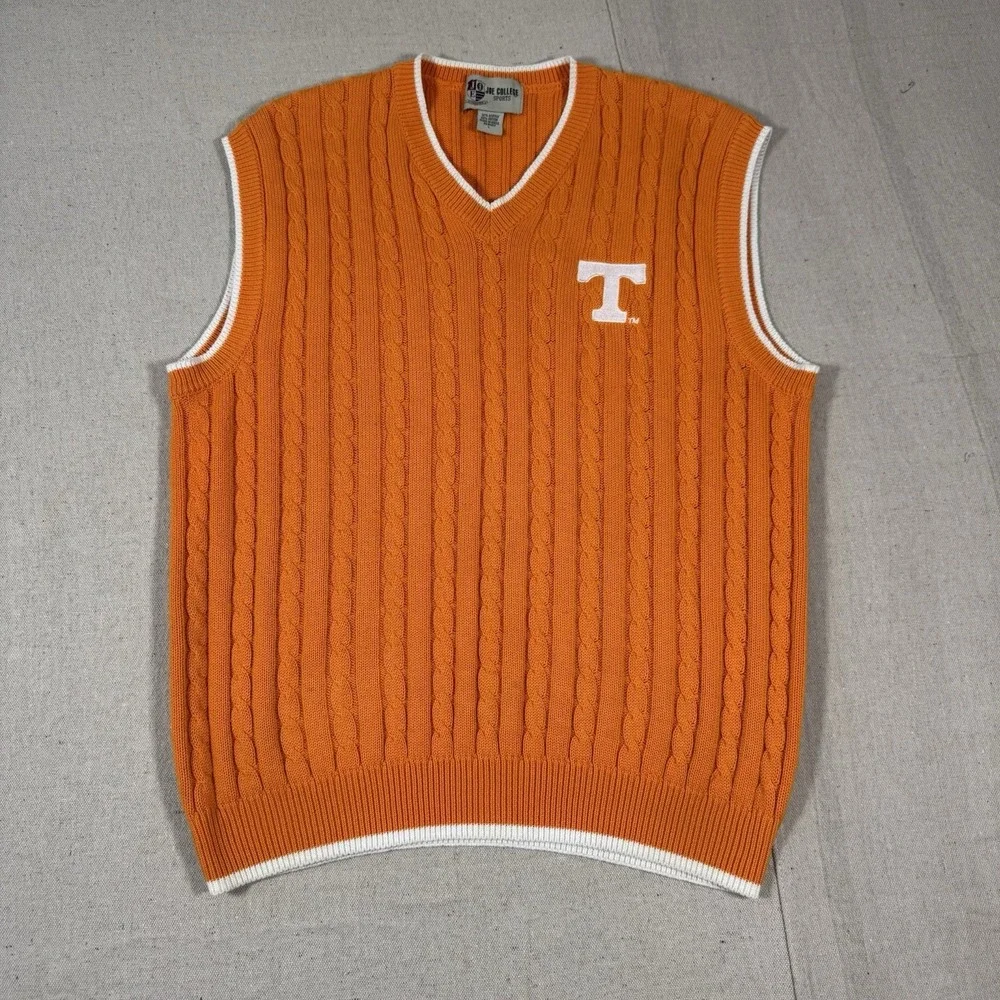 VTG‎ Joe College Sports Tennessee Volunteers Cable Knit Sweater Vest Mens Large